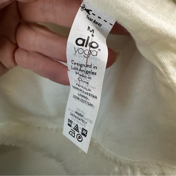 ALO YOGA Ivory White Sherpa Teddy Trench Coat SZ M - Picture 7 of 10